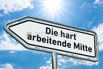 Symbolischer Wegweiser Die hart arbeitende Mitte