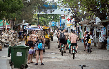 Gili Trawangan  Indonesien  Menschen in der Stadt