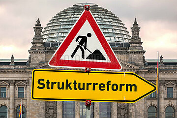 Symbolische Schilder Strukturreform