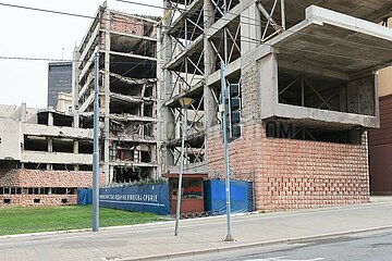 Die Ruine des ehemaligen Verteidigungsministeriums von Jugoslawien in Belgrad.