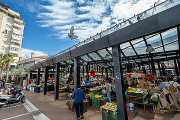 Albanien  Tirana - der Markt Pazari i Ri  mit neuer Markthalle fuer Einheimische und auch Touristenattraktion