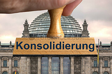 Symbolischer Stempel Konsolidierung