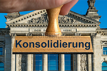 Symbolischer Stempel Konsolidierung