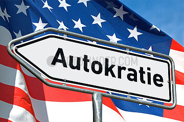 Symbolischer Wegweiser Autokratie