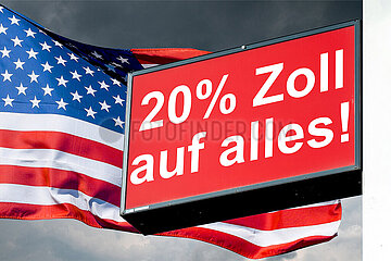 Symbolisches Werbeschild 20% Zoll auf alles!