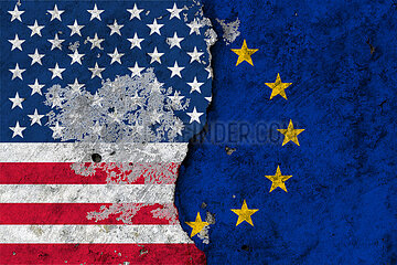 USA & EU Flaggen - Abgeplatzte Farbe