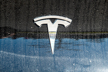 Tesla-Logo in Schleswig