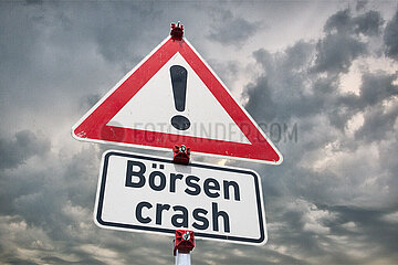 Symbolisches Warnschild Boersencrash