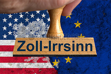 Symbolischer Stempel Zoll-Irrsinn