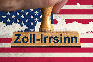 Symbolischer Stempel Zoll-Irrsinn