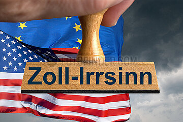 Symbolischer Stempel Zoll-Irrsinn