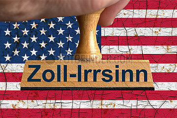 Symbolischer Stempel Zoll-Irrsinn