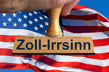 Symbolischer Stempel Zoll-Irrsinn
