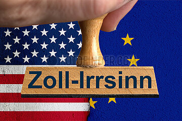 Symbolischer Stempel Zoll-Irrsinn