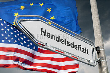 Symbolischer Wegweiser Handelsdefizit
