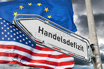 Symbolischer Wegweiser Handelsdefizit