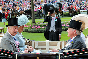 Royal Ascot  Royal Procession. King Charles III and Camilla  the Queen Consort  arriving at the parade ring