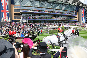 Royal Ascot  Royal Procession. King Charles III and Camilla  the Queen Consort  arriving at the racecourse