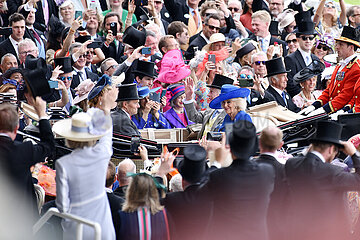 Royal Ascot  Royal Procession. King Charles III and Camilla  the Queen Consort  arriving at the racecourse