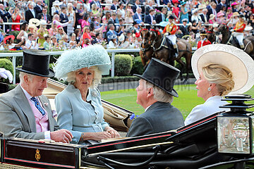 Royal Ascot  Royal Procession. King Charles III and Camilla  the Queen Consort  arriving at the parade ring