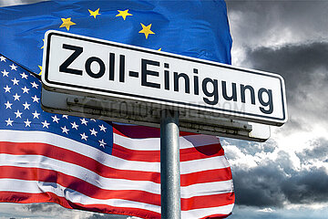 Symbolisches Schild Zoll-Einigung