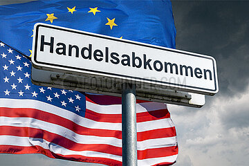 Symbolisches Schild Handelsabkommen