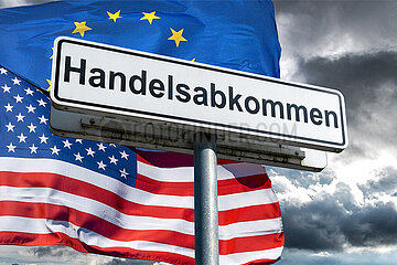Symbolisches Schild Handelsabkommen