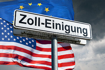 Symbolisches Schild Zoll-Einigung
