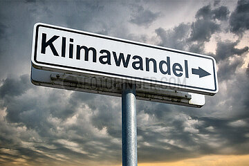 Symbolisches Schild Klimawandel
