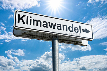 Symbolisches Schild Klimawandel