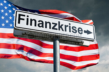 Symbolisches Schild Finanzkrise