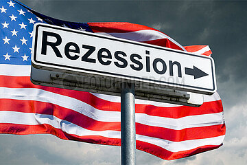 Symbolisches Schild Rezession