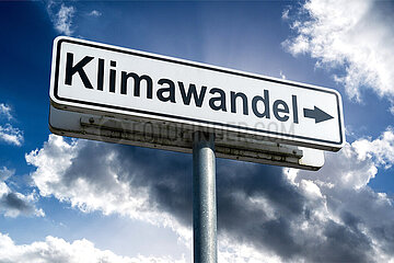 Symbolisches Schild Klimawandel