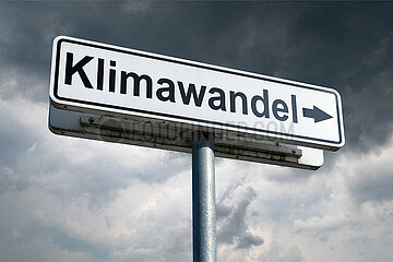 Symbolisches Schild Klimawandel