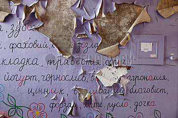 Lyubymivtsi  Oblast Kherson  Ukraine  UA - Zerstoerte Dorfschule Lyubymivtsi
