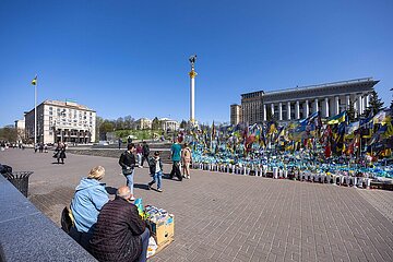 Gedenkort auf dem Maidan für die toten Soldaten des Krieges