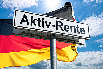 Symbolisches Schild Aktiv-Rente