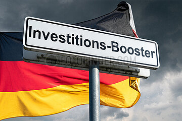 Symbolisches Schild Investitions-Booster