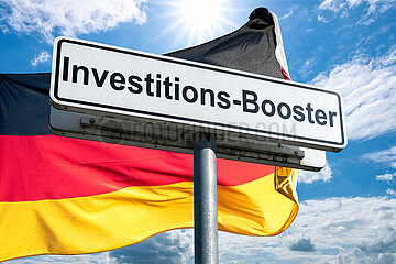Symbolisches Schild Investitions-Booster