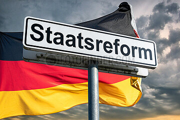 Symbolisches Schild Staatsreform