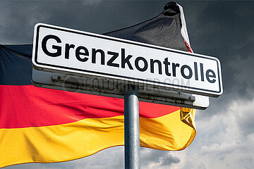 Symbolisches Schild Grenzkontrolle