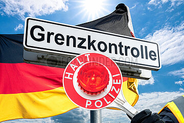 Symbolisches Schild Grenzkontrolle