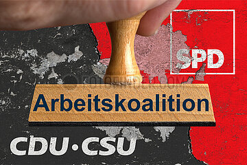 Symbolischer Stempel Arbeitskoalition