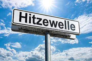 Symbolisches Schild Hitzewelle