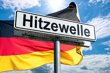 Symbolisches Schild Hitzewelle