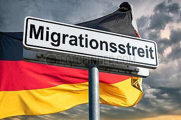 Symbolisches Schild Migrationsstreit