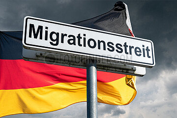 Symbolisches Schild Migrationsstreit